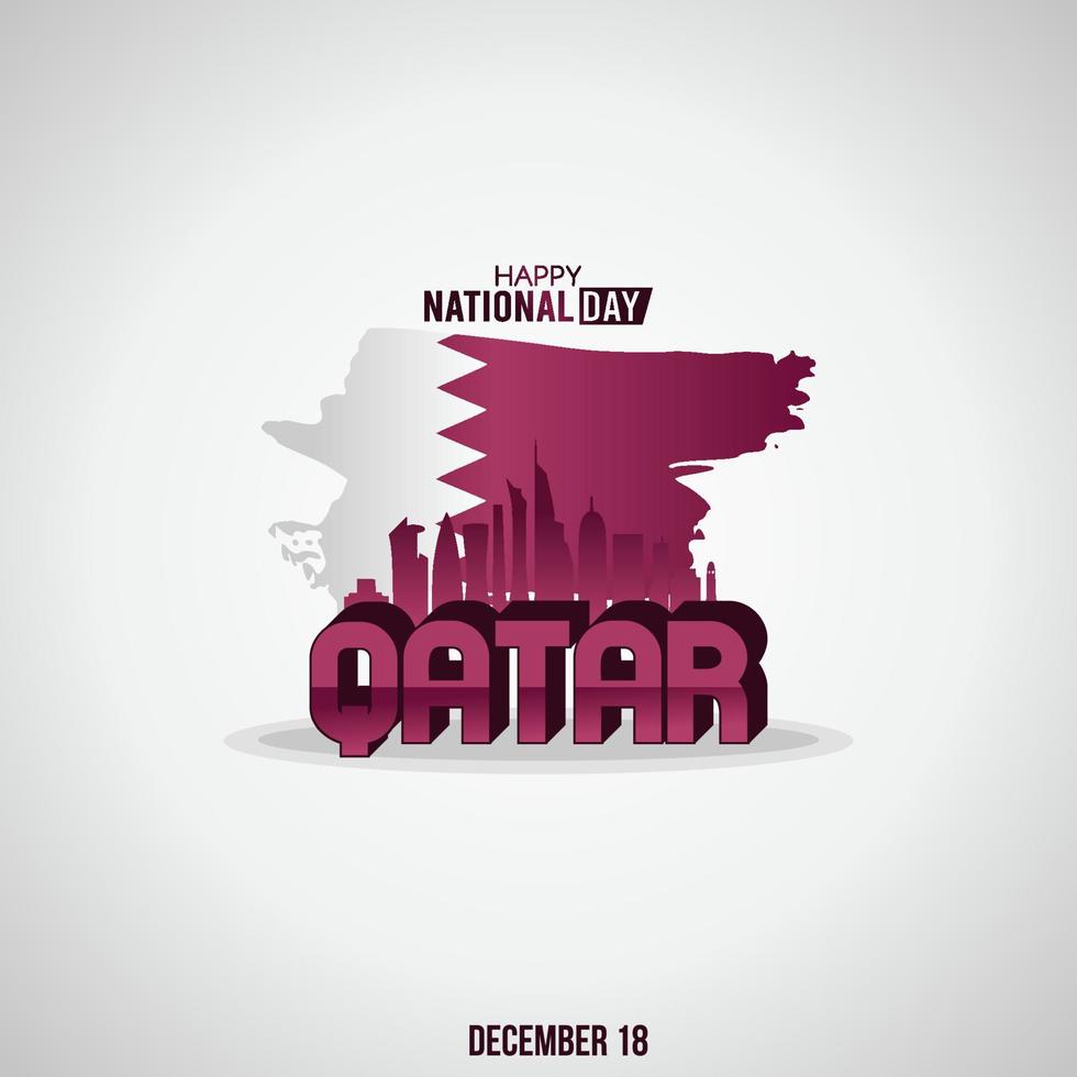 illustration vectorielle de la fête nationale du qatar. adapté à l'affiche et à la bannière de la carte de voeux. vecteur
