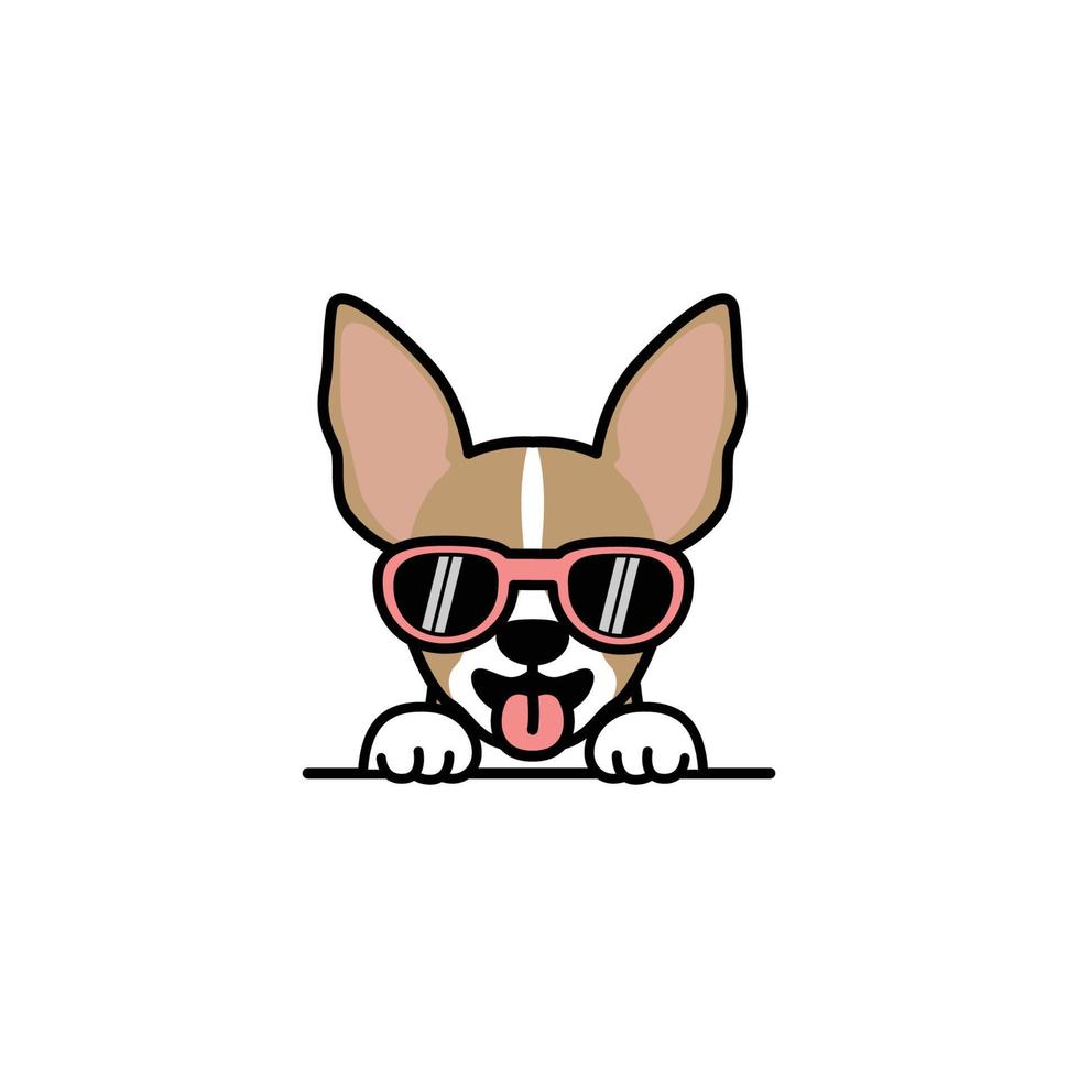 mignon, chihuahua, chiot, à, lunettes soleil, dessin animé, vecteur, illustration vecteur