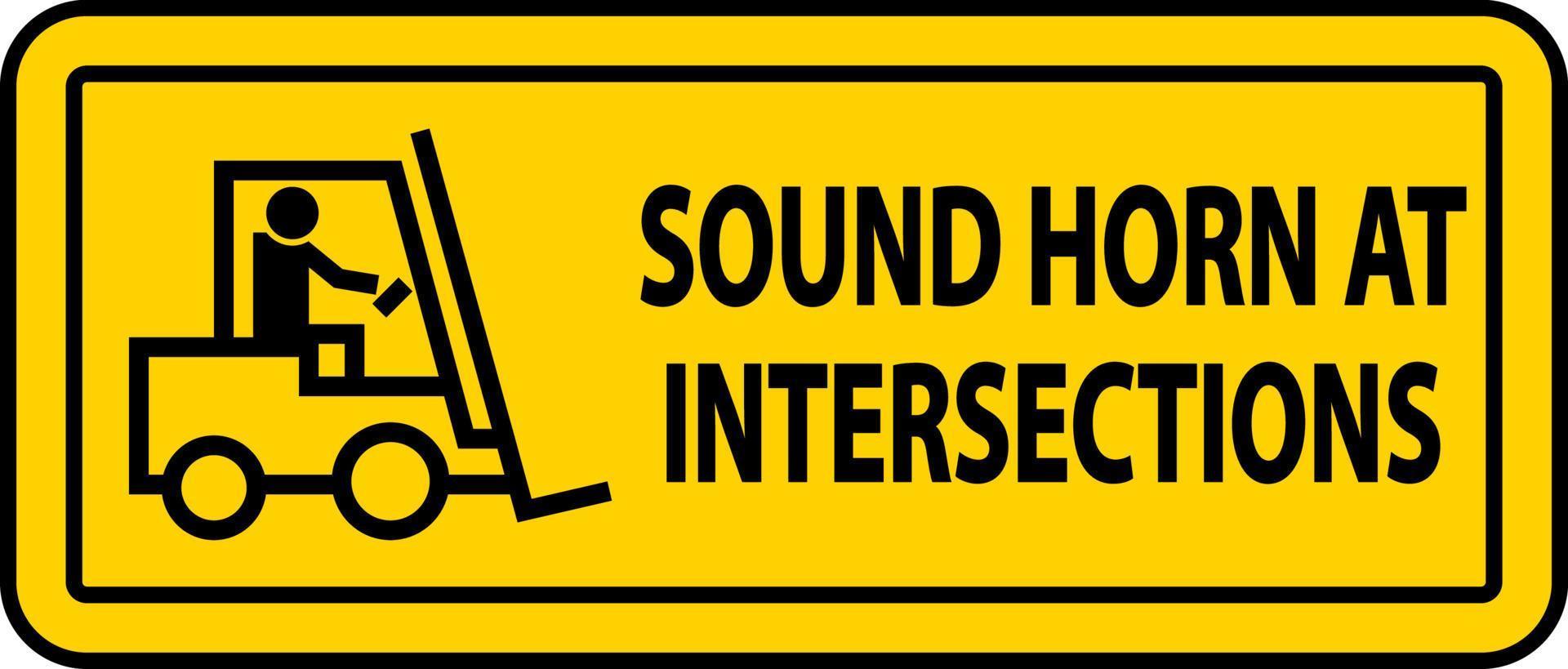 Avertisseur sonore aux intersections étiquette signe sur fond blanc vecteur