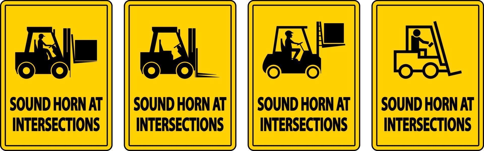 Avertisseur sonore aux intersections étiquette signe sur fond blanc vecteur