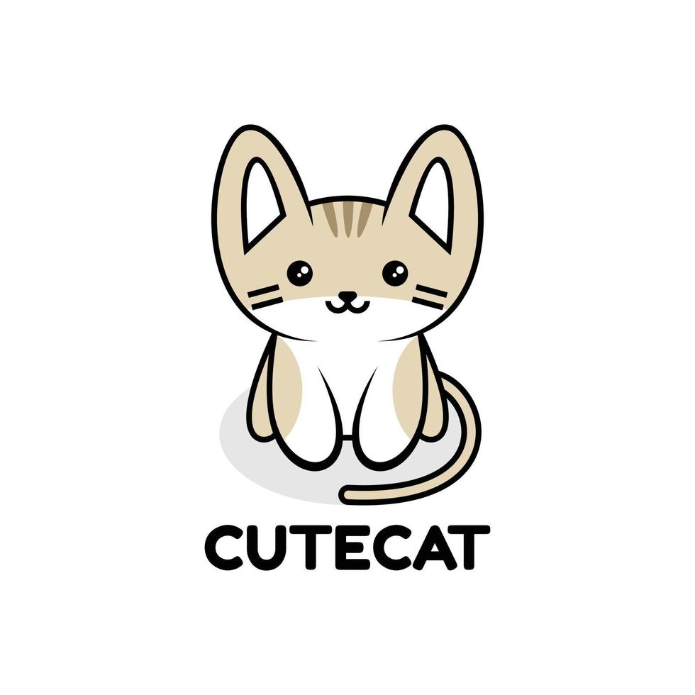 mignon dessin animé chat logo vue de face vecteur premium