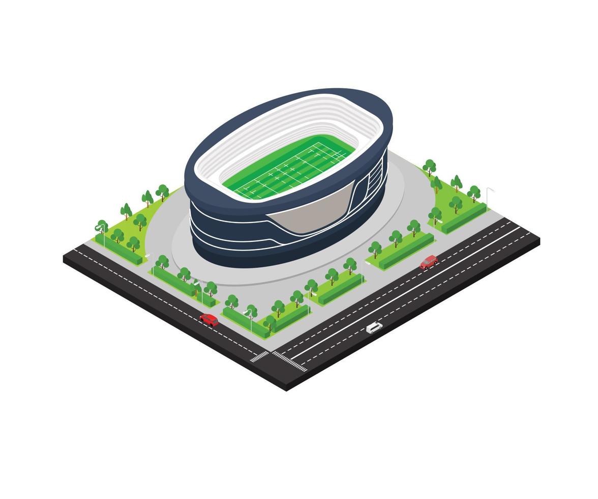 illustration de style isométrique d'un stade de football vecteur