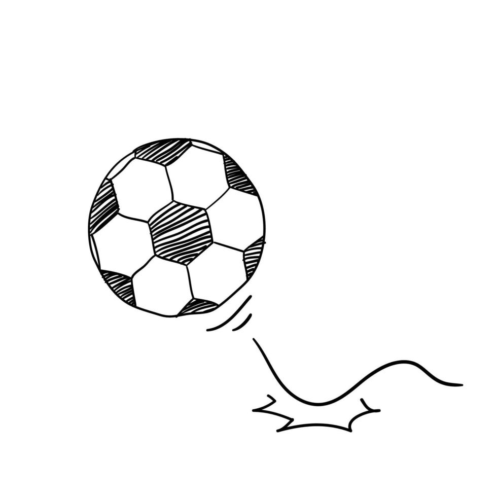 illustration de ballon de football vecteur de style doodle dessiné à la main