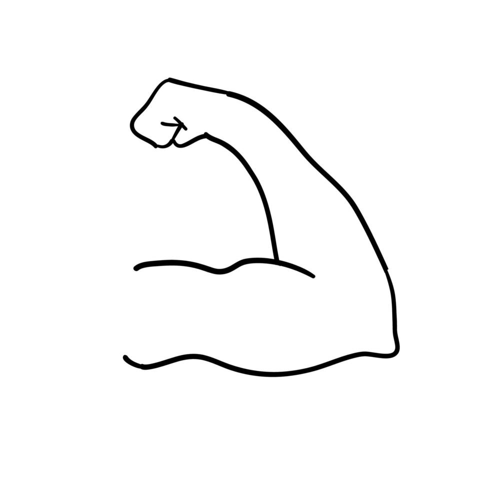 illustration de muscle biceps vecteur de style doodle dessiné à la main