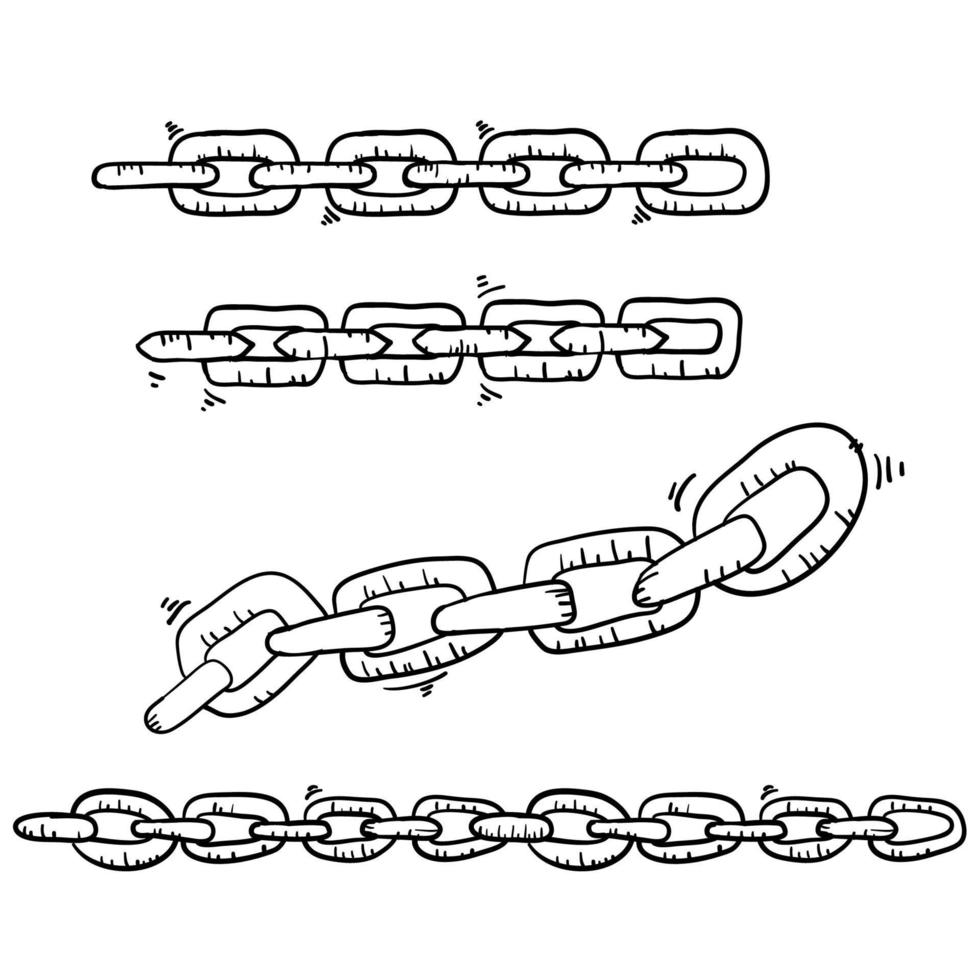 illustration de collection de chaîne de doodle style de dessin animé dessiné à la main vecteur
