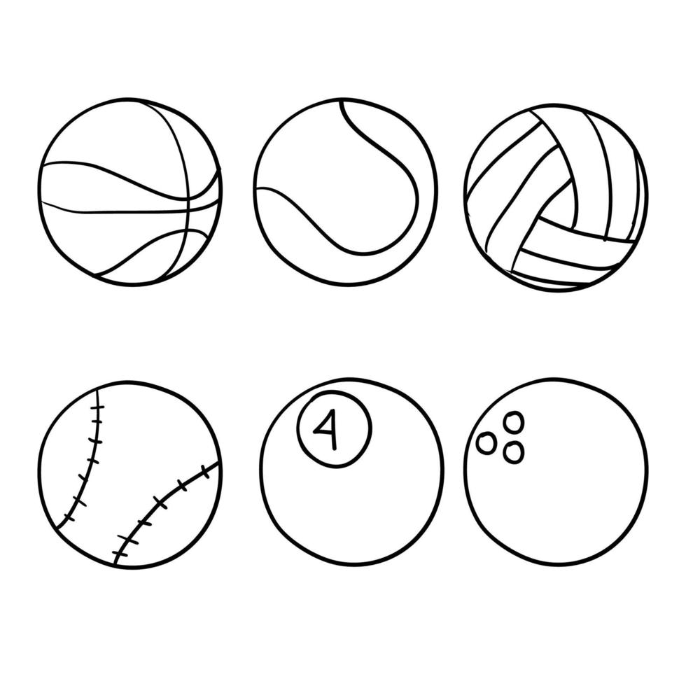 doodle sport ball illustration style dessiné à la main vecteur