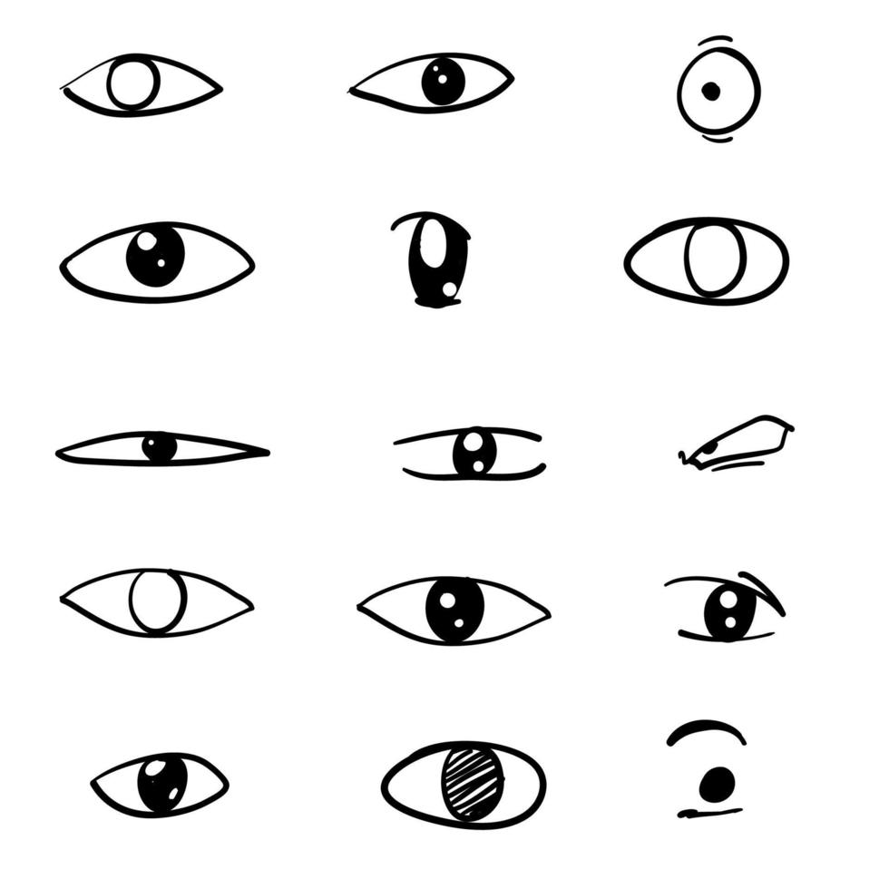 collection d'icônes doodle eye avec vecteur de dessin animé de style dessiné à la main
