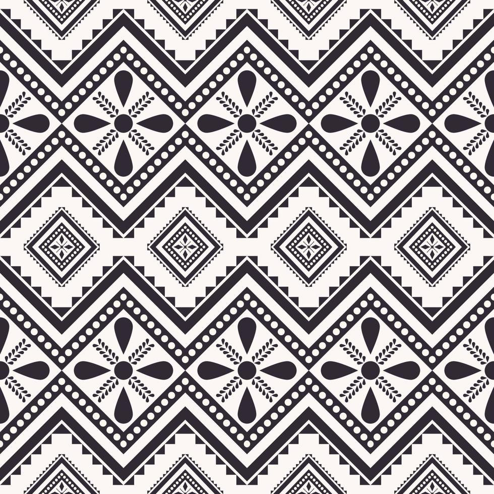 fond de motif sans couture en forme de fleur géométrique simple ethnique. conception de couleur noir et blanc. utilisation pour le tissu, le textile, les éléments de décoration intérieure, le rembourrage, l'emballage. vecteur