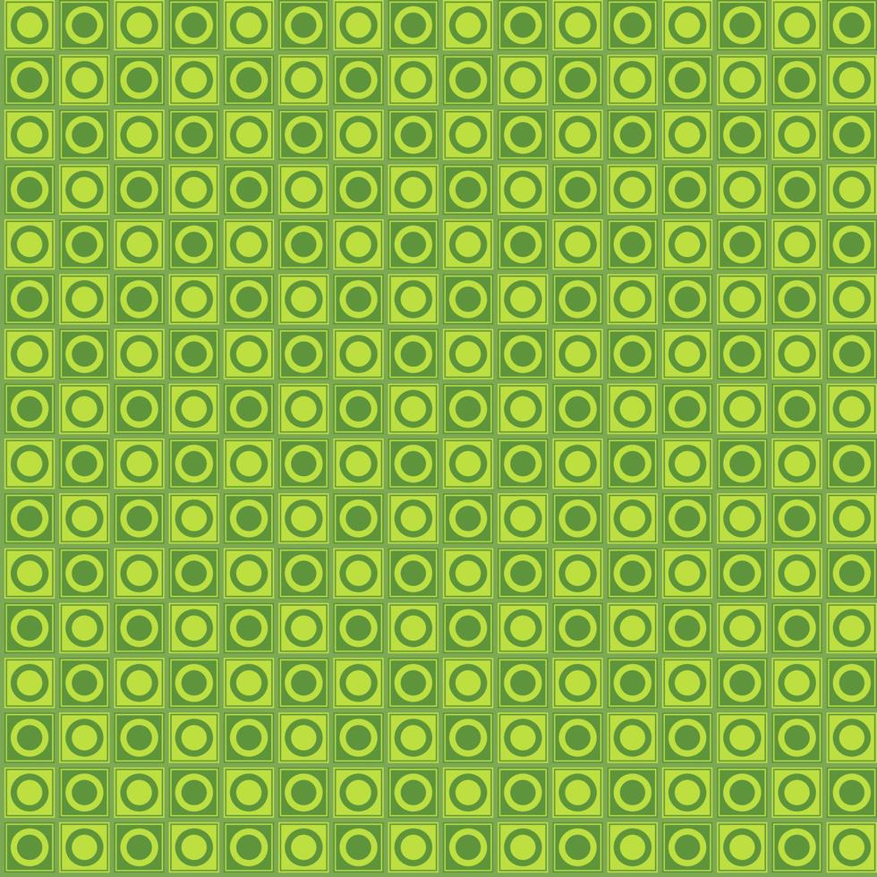 petit cercle géométrique dans la grille carrée damier couleur vert vintage sans soudure de fond. utilisation pour la couverture, le tissu, le textile, les éléments de décoration intérieure, le rembourrage, l'emballage. vecteur