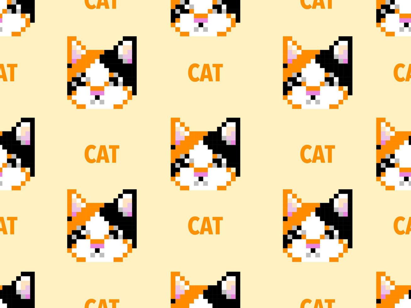 modèle sans couture de personnage de dessin animé chat sur fond orange. style pixel vecteur