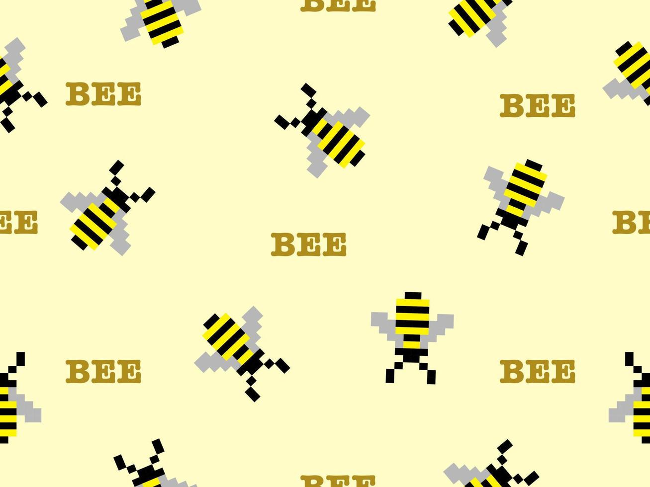 modèle sans couture de personnage de dessin animé abeille sur fond jaune. style pixel vecteur