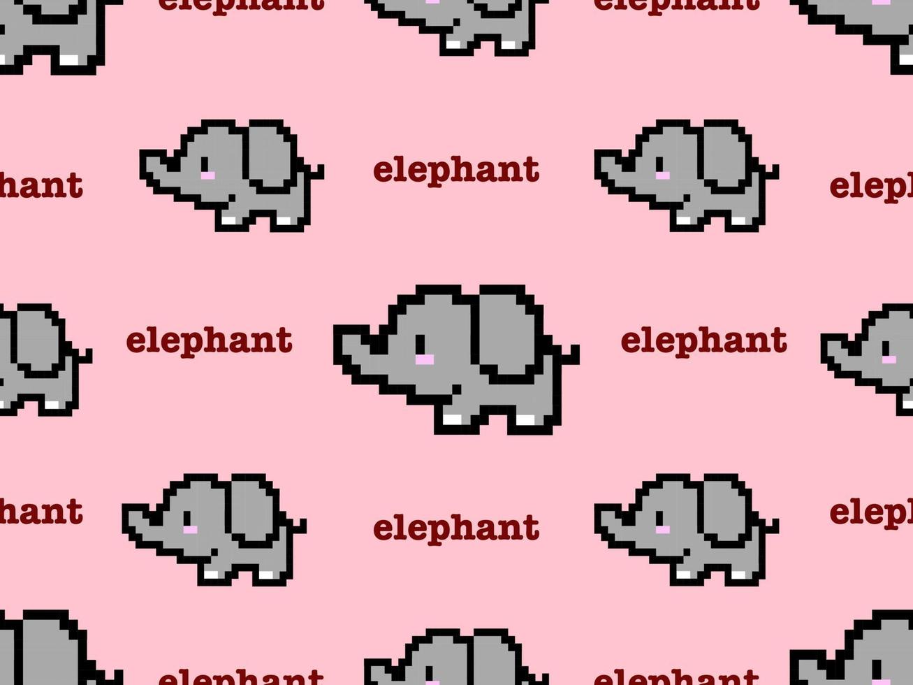 modèle sans couture de personnage de dessin animé éléphant sur fond rose. style pixel vecteur