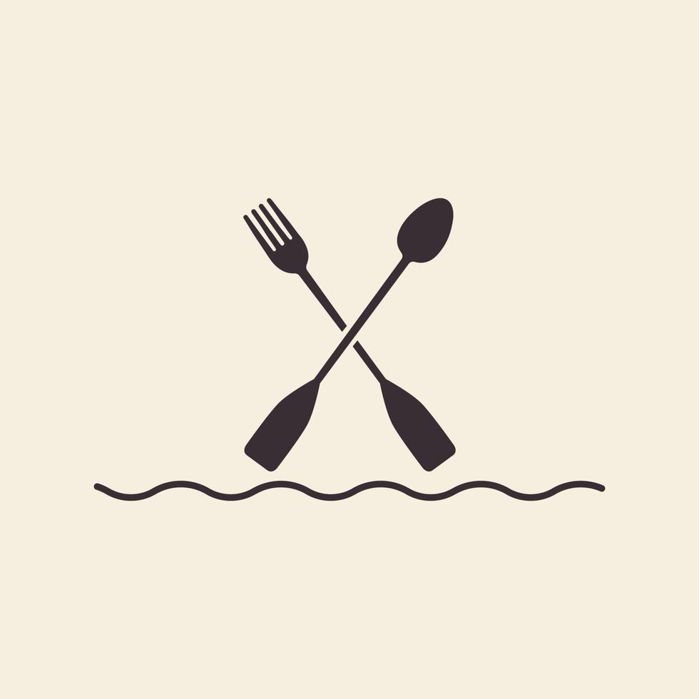 paddle board avec restaurant logo vecteur icône symbole illustration design