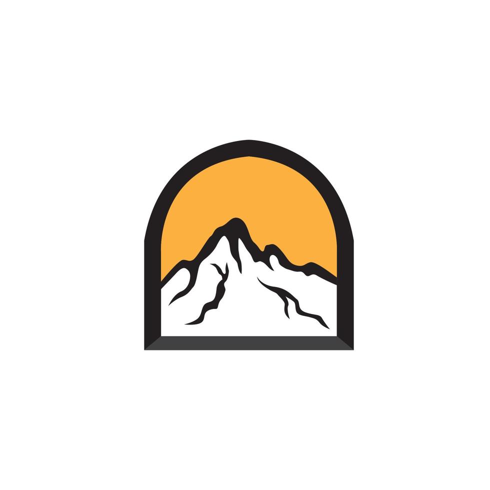 vue sur la montagne fenêtre logo vecteur icône symbole illustration design minimaliste