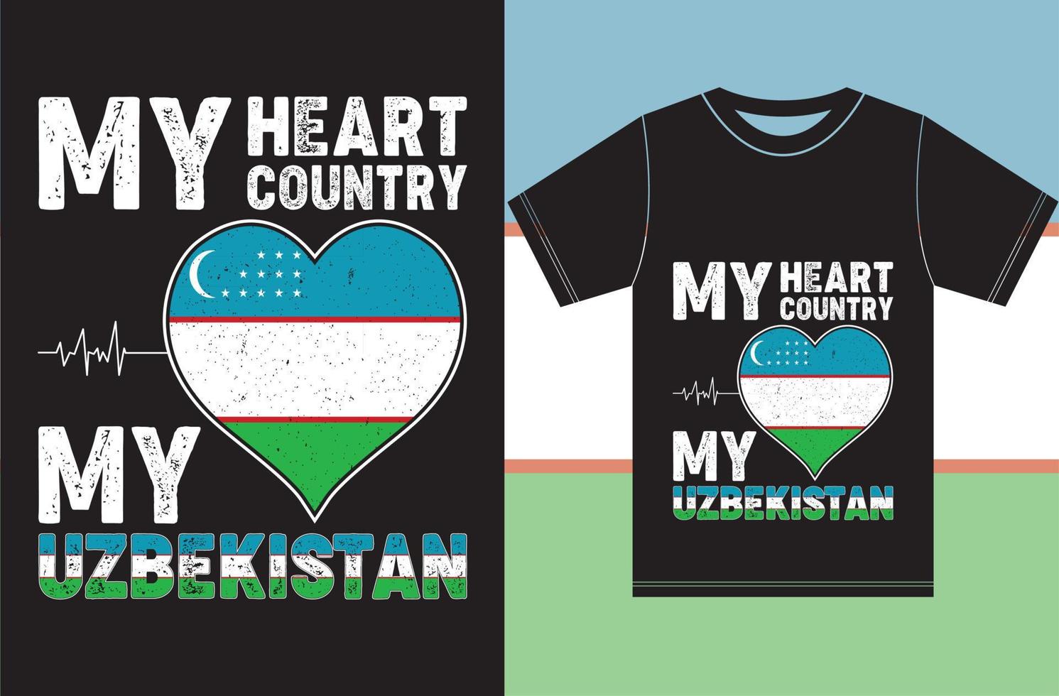 mon cœur, mon pays, mon ouzbékistan. conception de t-shirt drapeau ouzbékistan vecteur