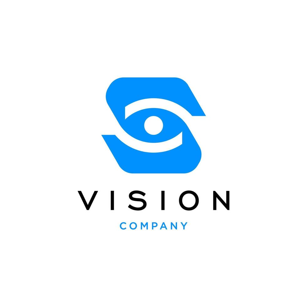 lettre initiale s avec symbole d'icône de conception de logo de vision oculaire vecteur