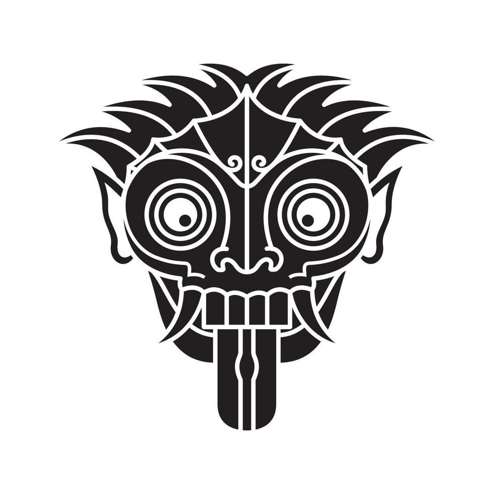 création de logo noir traditionnel de culture de masque indonésien, illustration d'icône de symbole graphique vectoriel idée créative