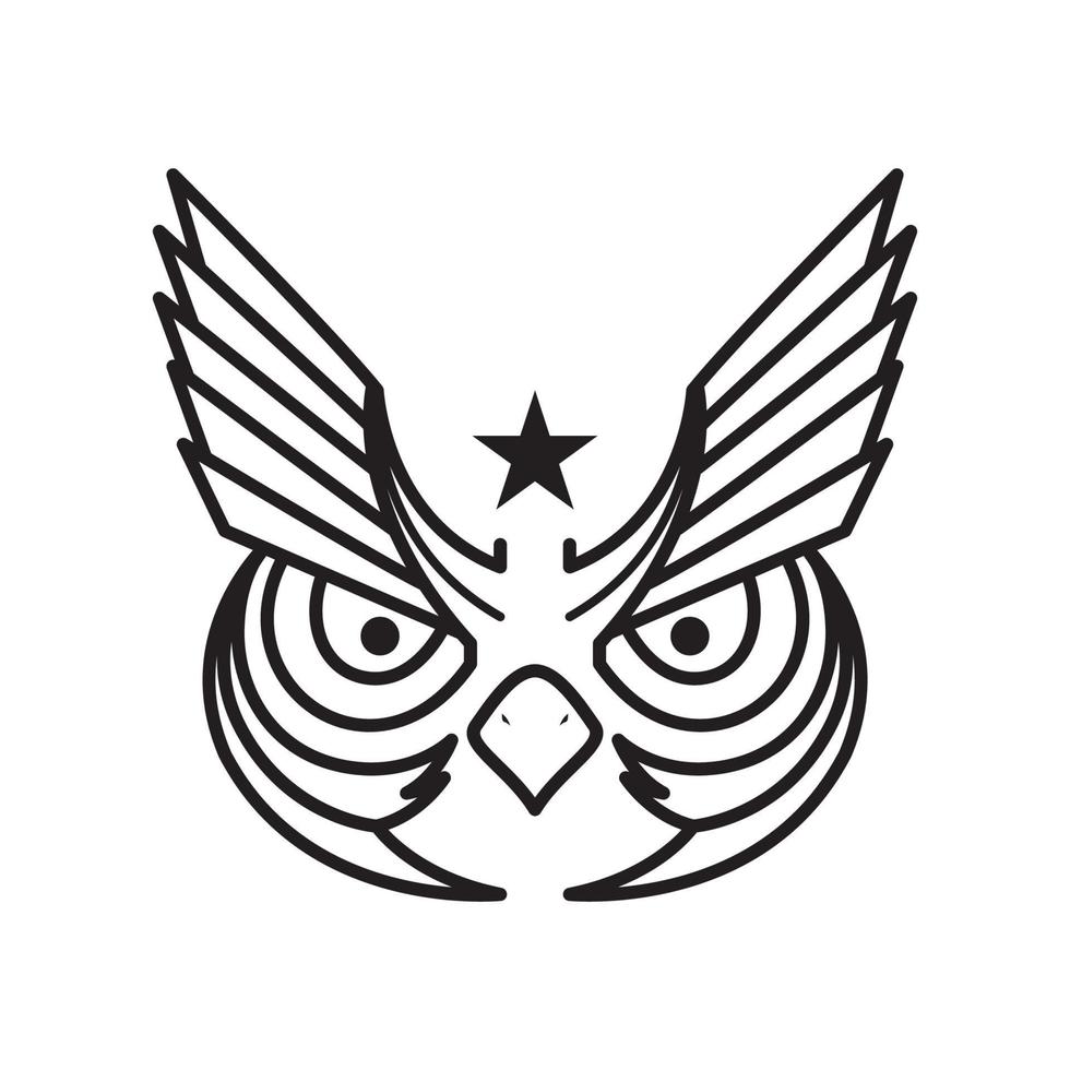 tête de style de ligne création de logo vieux hibou, illustration d'icône de symbole graphique vectoriel idée créative