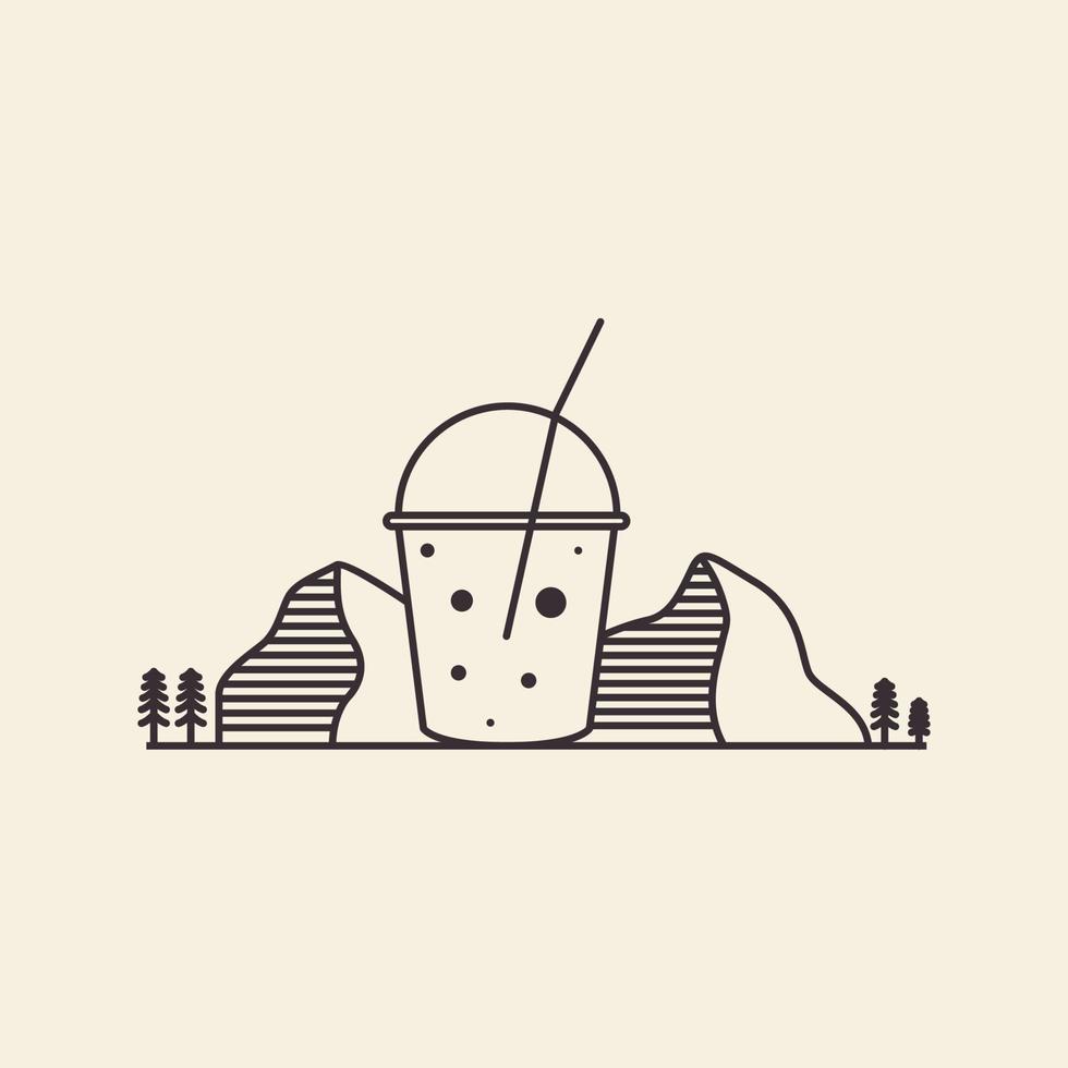 boisson boba avec création de logo de saison chaude, illustration d'icône de symbole graphique vectoriel idée créative