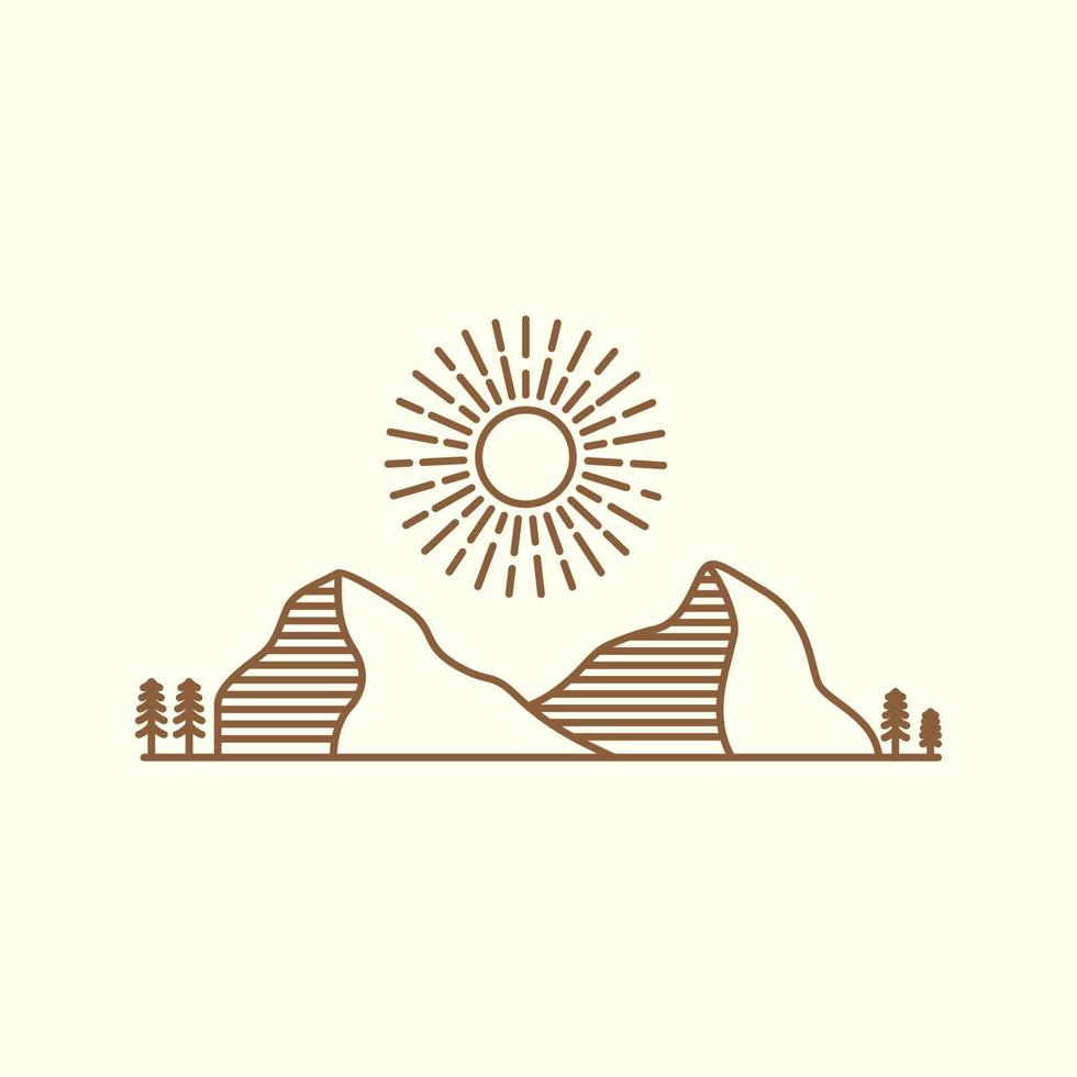 création de logo hipster hill et desert, illustration d'icône de symbole graphique vectoriel idée créative