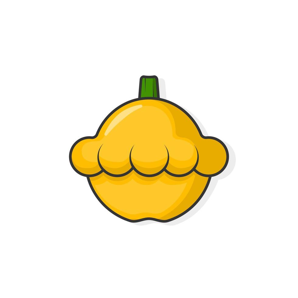 icône de dessin animé d'illustration vectorielle de courge pattypan vecteur