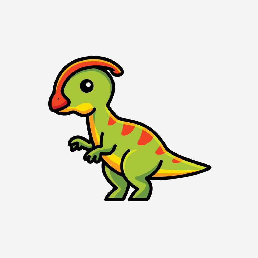 sei bébé parasaurolophus illustration de personnage de dessin animé de dinosaure isolé vecteur