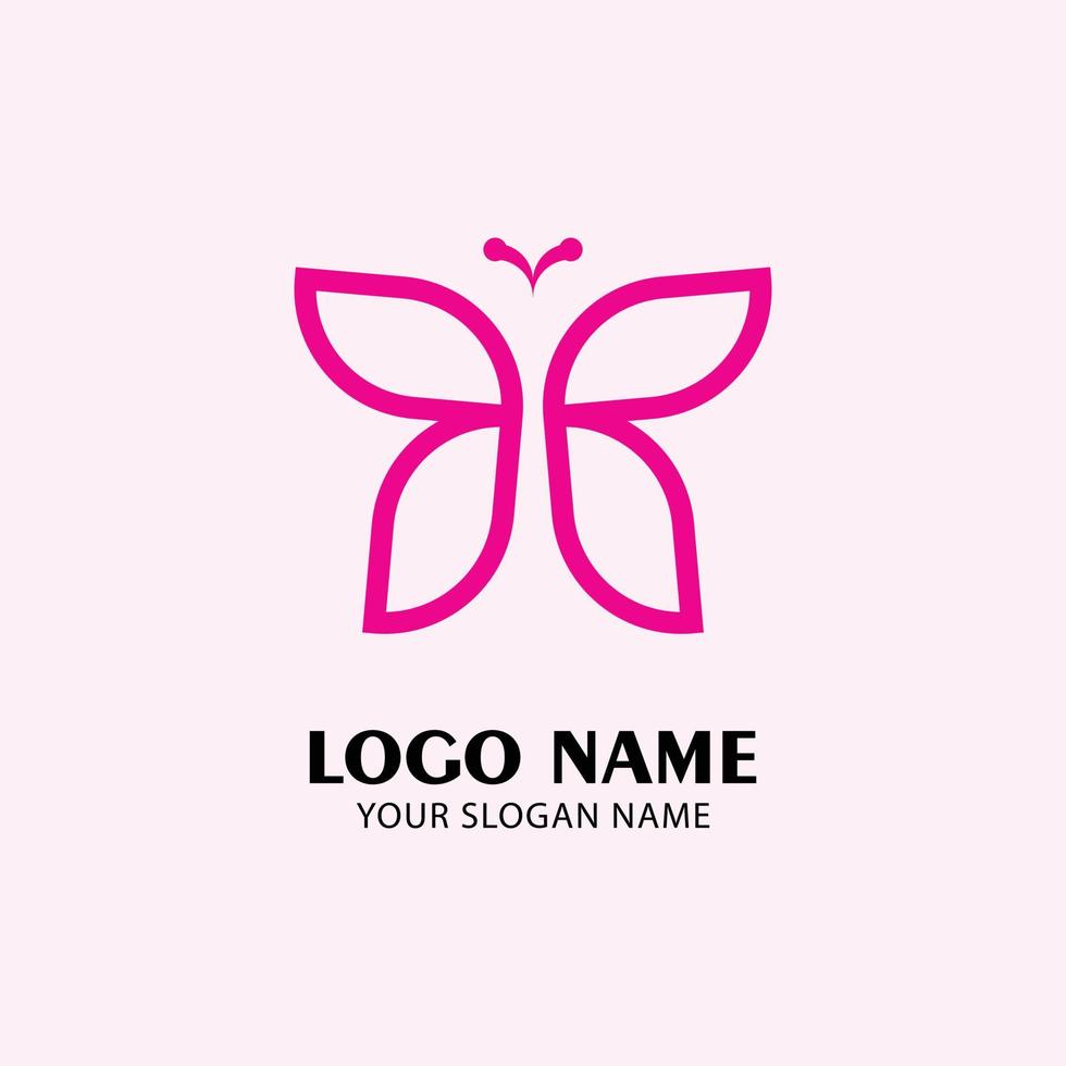 vecteur de conception de logo papillon avec un style monoline linéaire et simple élégant