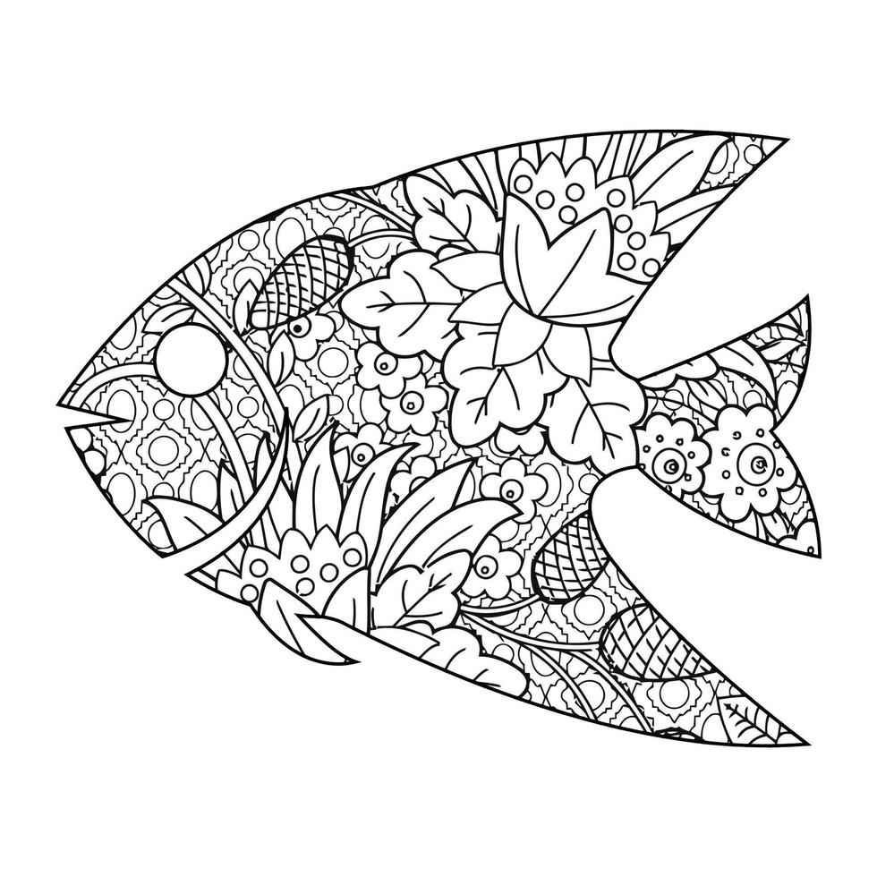 coloriage poisson mandala vecteur
