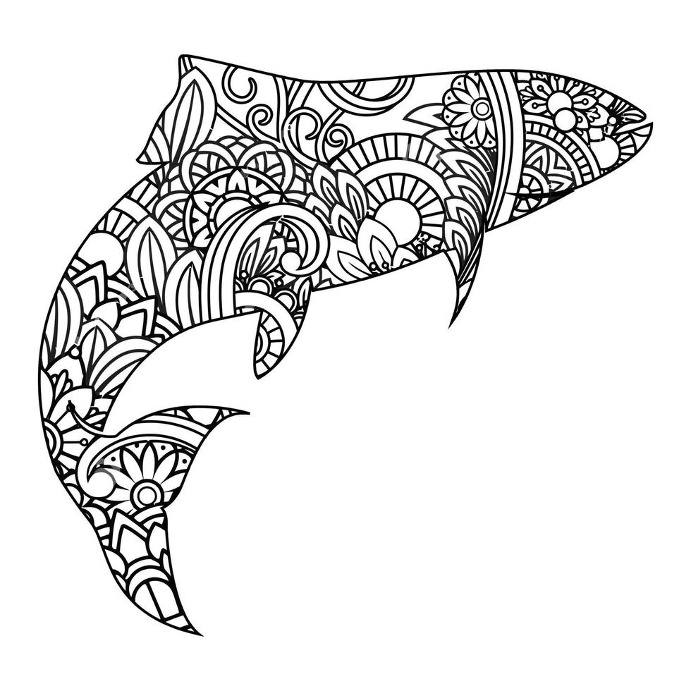 coloriage poisson mandala vecteur