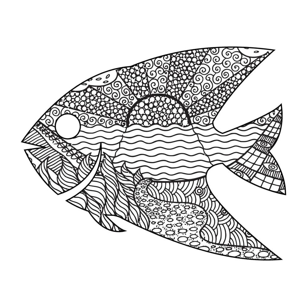 coloriage poisson mandala vecteur