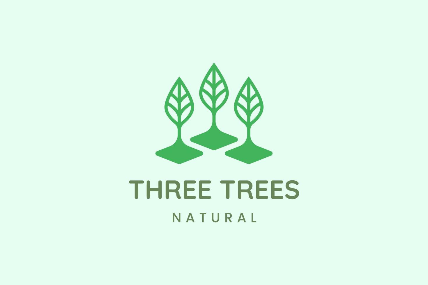 logo simple à trois feuilles pour les entreprises représentant la nature vecteur