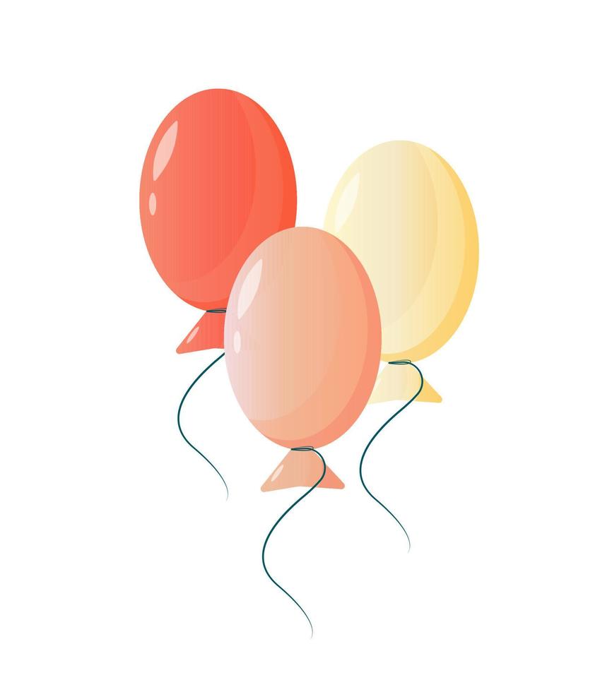 collection de ballons de dessin animé pour décorer une fête festive, un mariage, un anniversaire, une fête d'entreprise, un anniversaire. illustration de dessin animé simple de vecteur. le concept de décoration de vacances vecteur