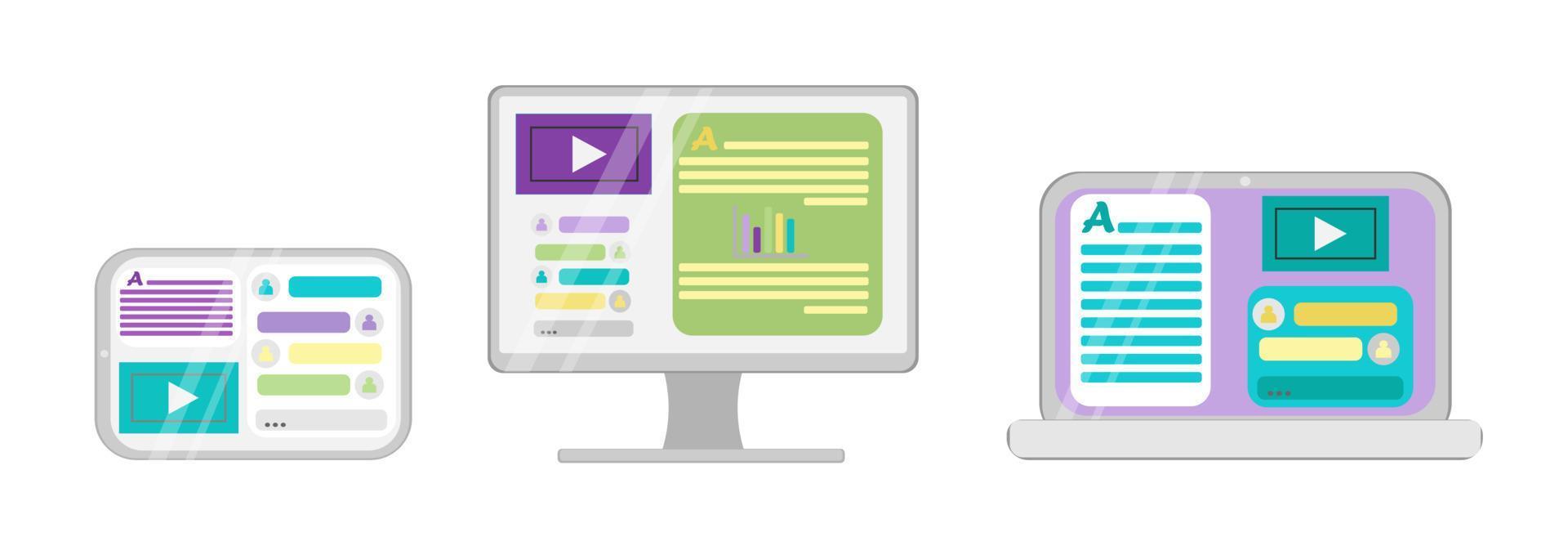 éléments vectoriels pour la formation et les cours en ligne, salle de classe numérique, webinaire. un gadget pour apprendre, des infographies pour créer des présentations. à utiliser dans la publicité, les bannières, les arrière-plans, les autocollants. vecteur