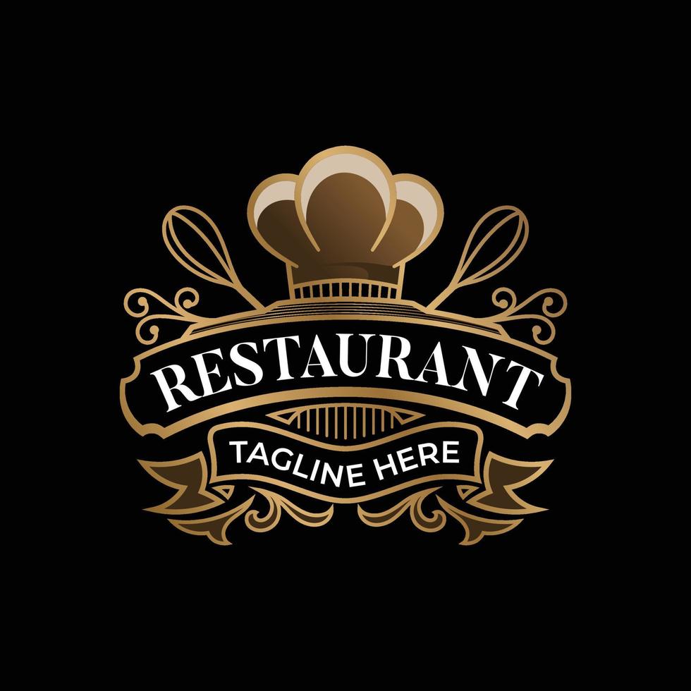 logo de restaurant vintage et modèle de badge vecteur