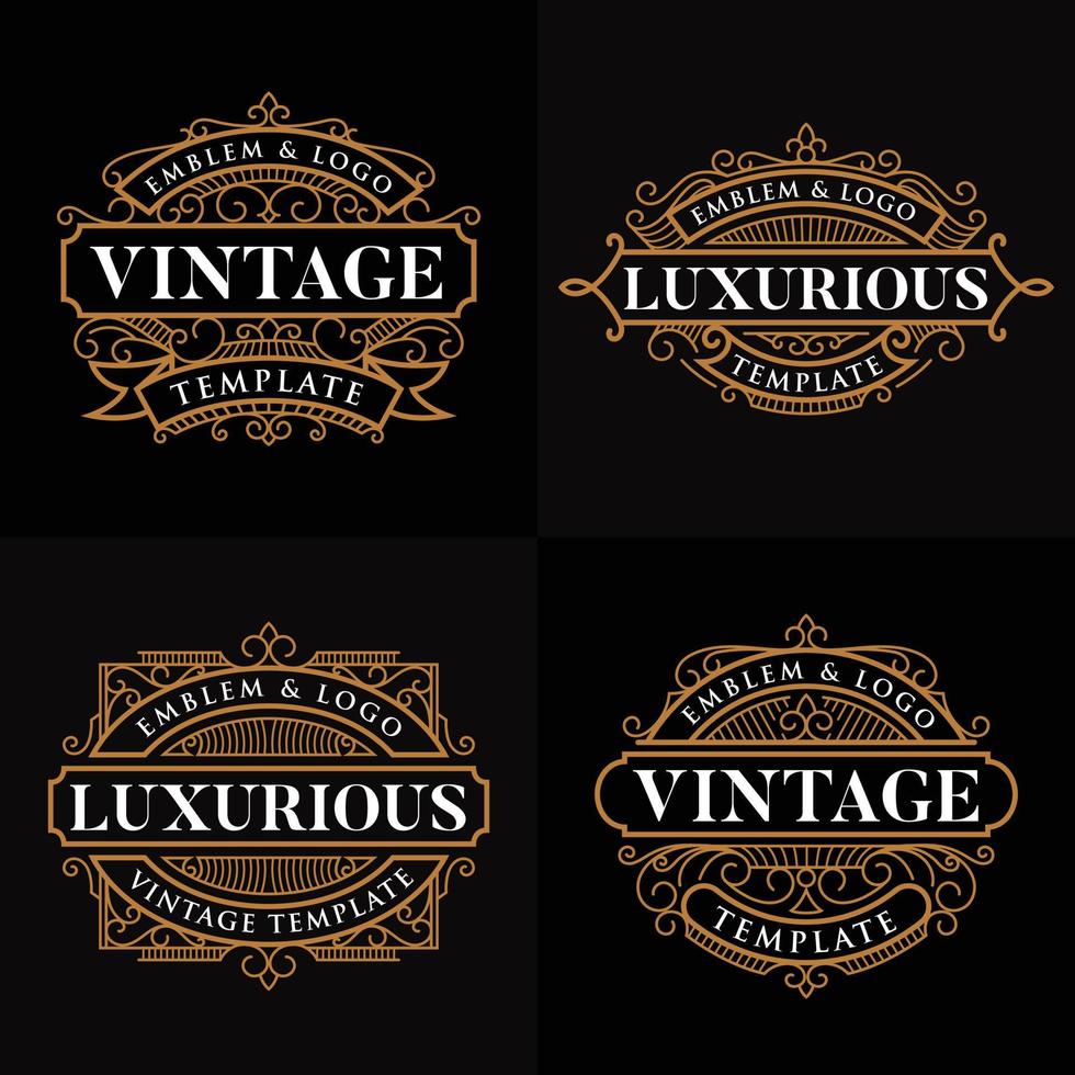 ensemble de modèles de logo vintage rétro de luxe vecteur