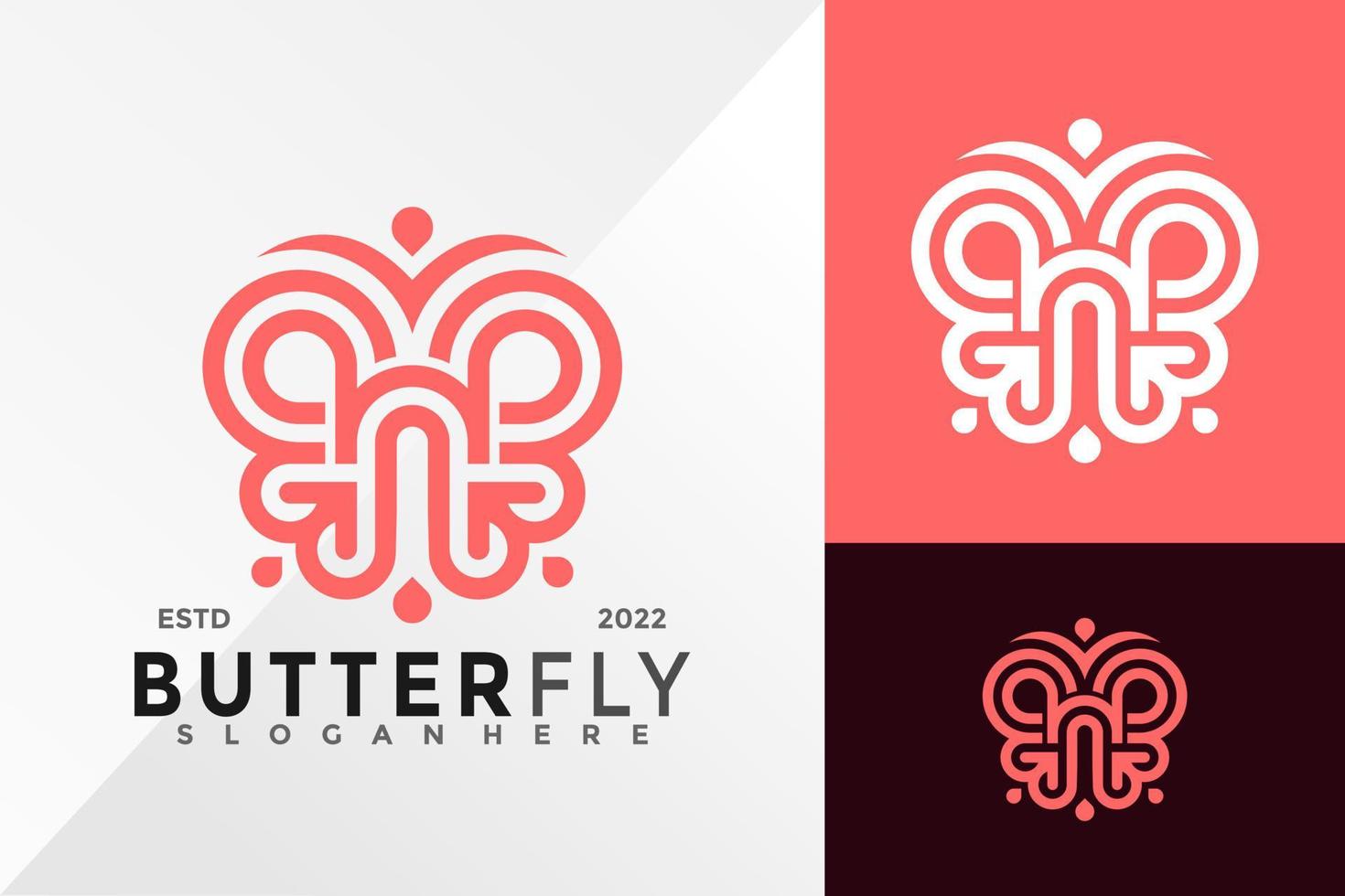 modèle d'illustration vectorielle de conception de logo de soins de papillon de beauté vecteur