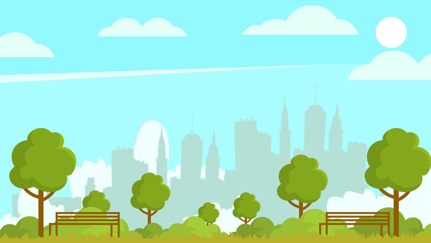 illustration vectorielle de panorama de parc de ville d'été vecteur