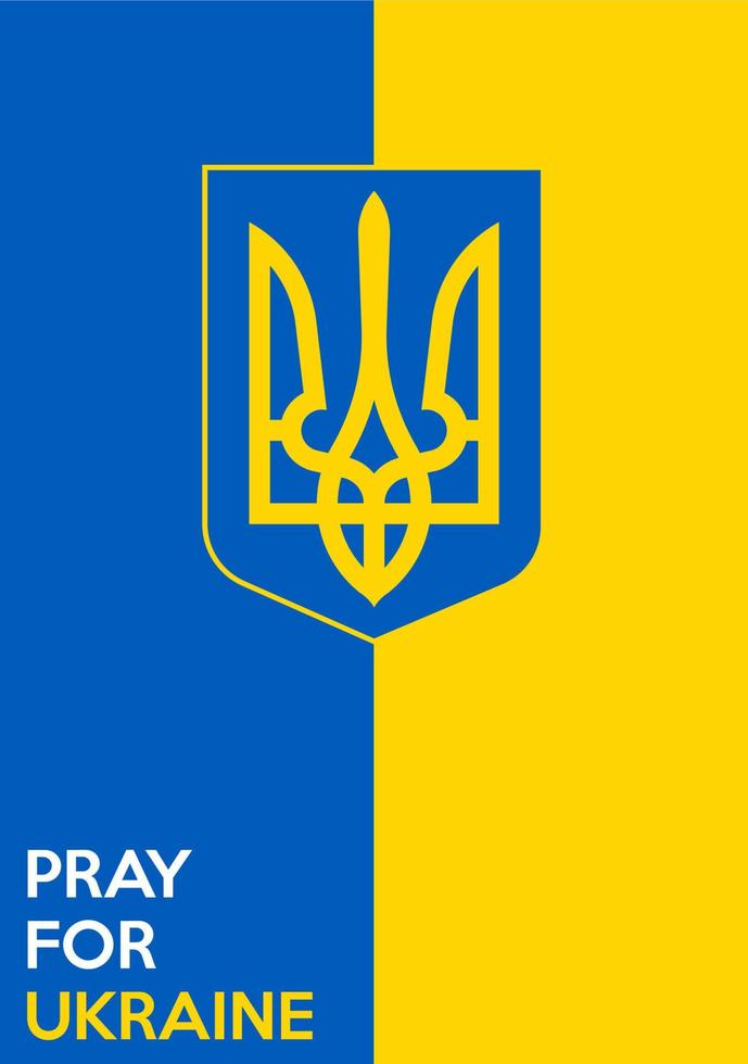drapeau ukrainien vertical et armoiries de l'ukraine. drapeau bleu jaune de l'ukraine avec trident. vecteur