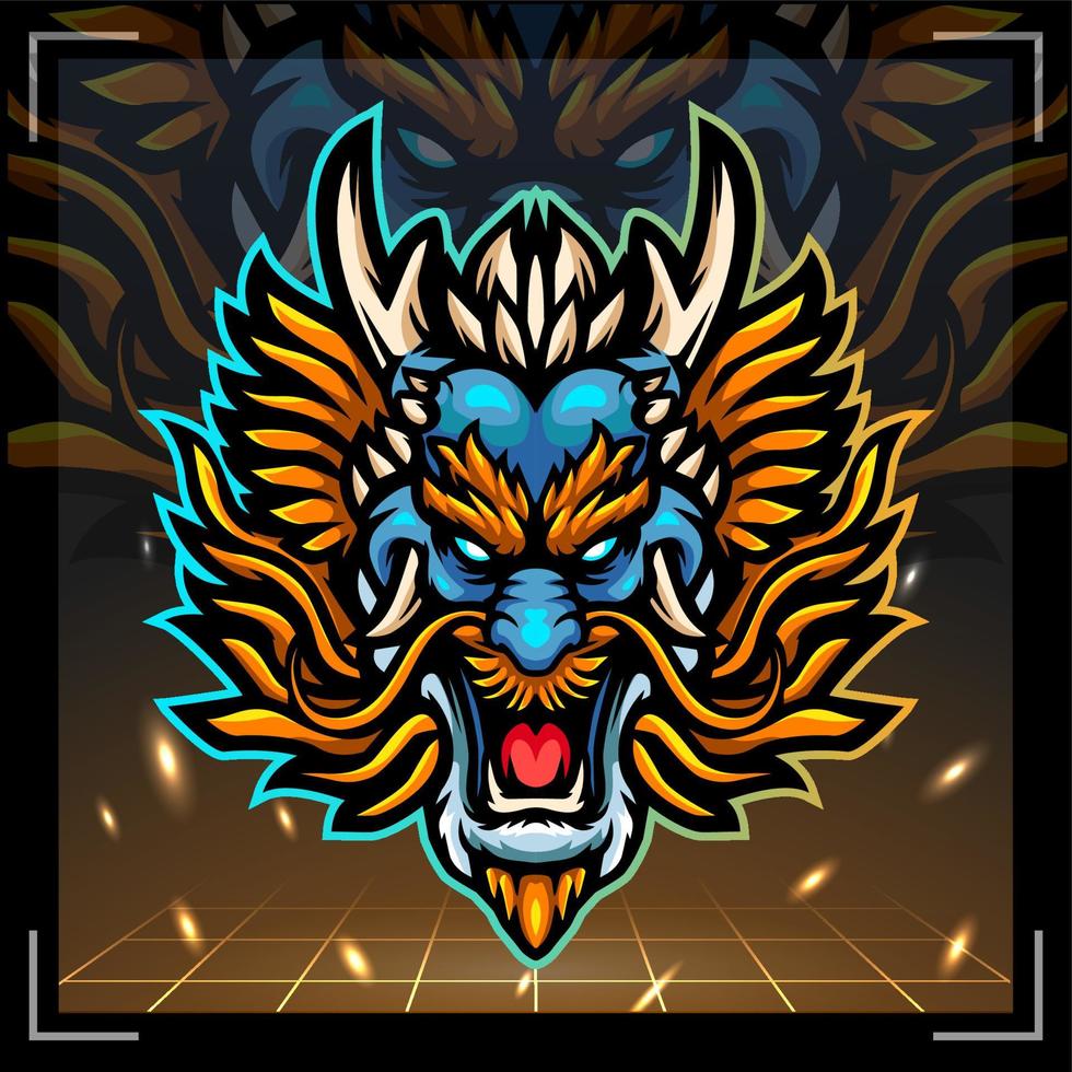 mascotte tête de dragon. création de logo esport vecteur