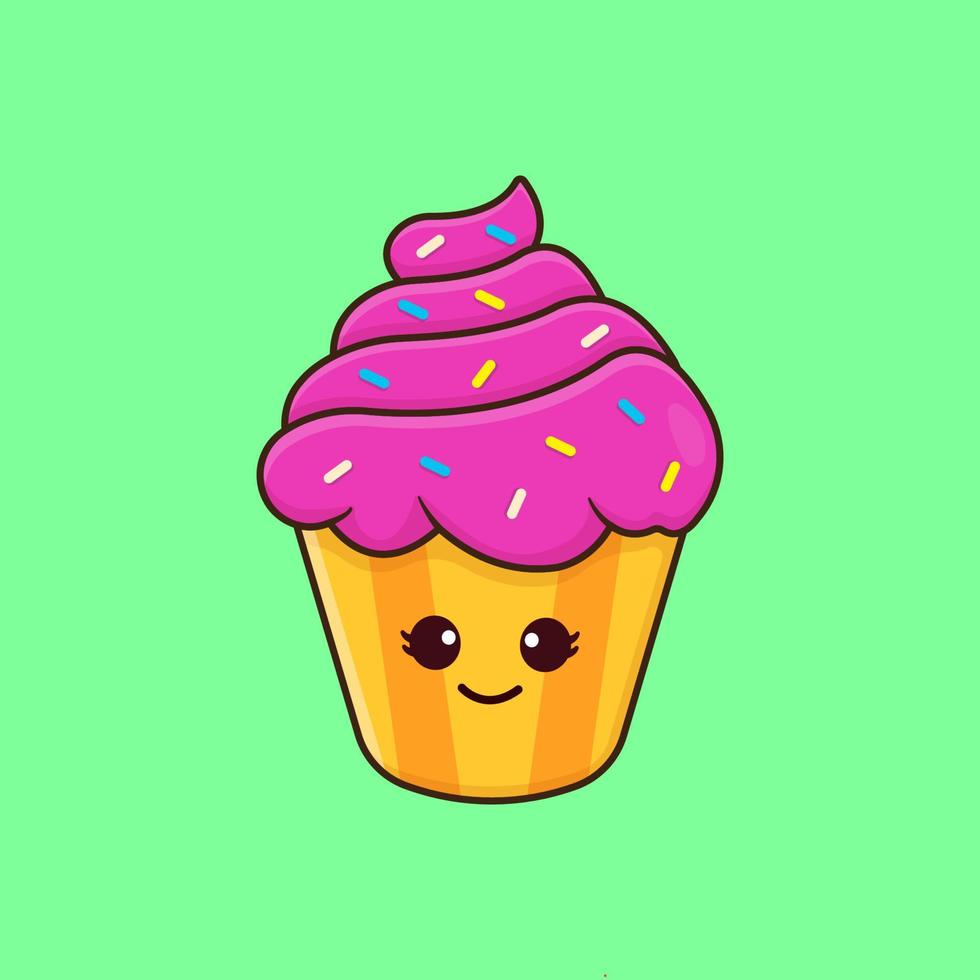 illustration mignonne de cupcake aux fraises vecteur