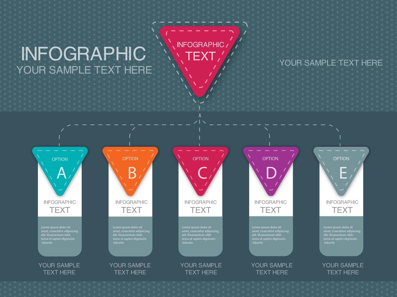 Conception de modèle d&#39;infographie en cinq étapes vecteur