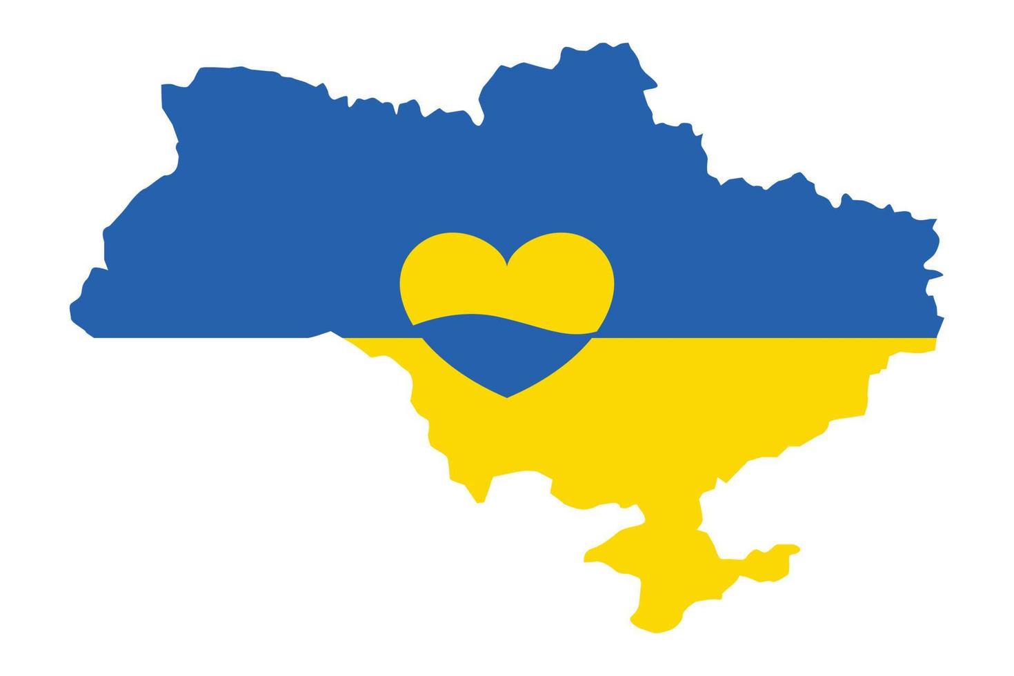 carte de l'ukraine avec l'icône du cœur. drapeau ukrainien patriotique abstrait avec symbole d'amour. idée conceptuelle bleue et jaune - priez pour la bannière de concept de l'ukraine, drapeau de l'ukraine priant illustration vectorielle de concept. vecteur