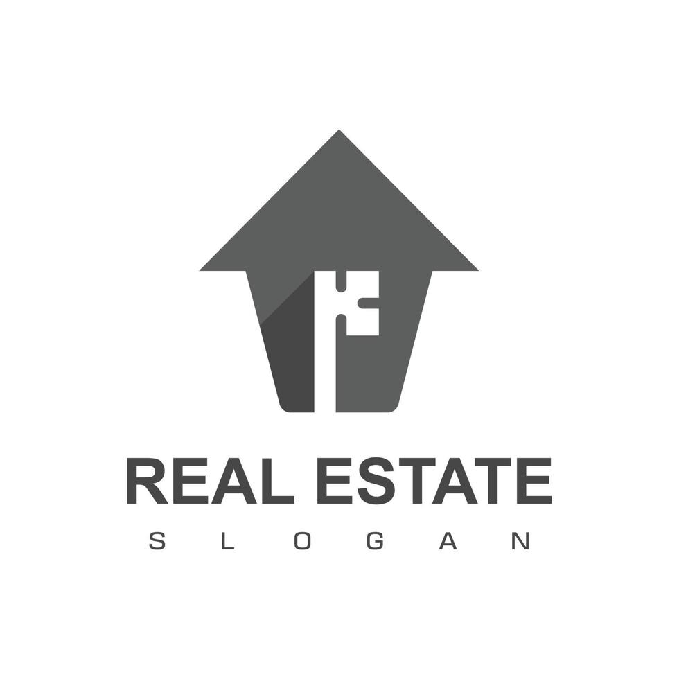 logo immobilier avec symbole clé silhouette vecteur