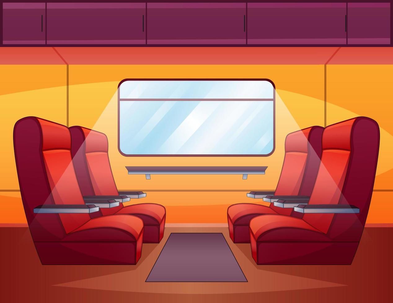 une cabine de train, des sièges en cuir marron vecteur