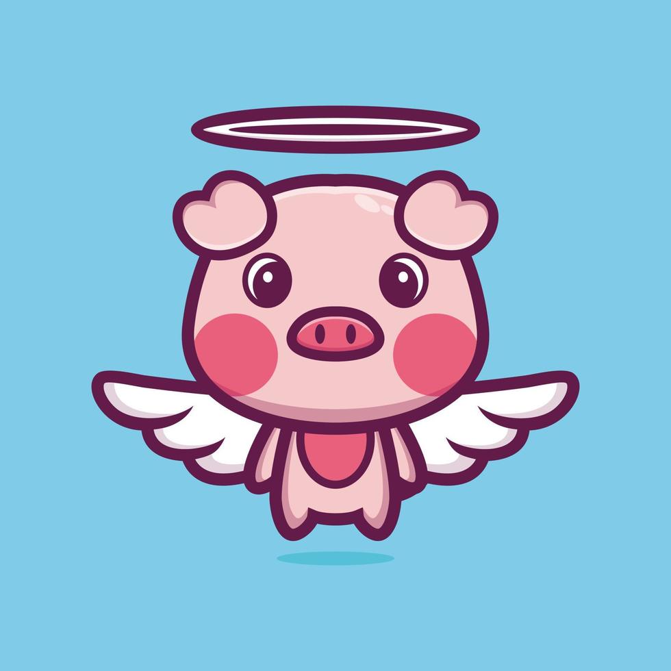 mignon cochon ange dessin animé personnage design vecteur premium