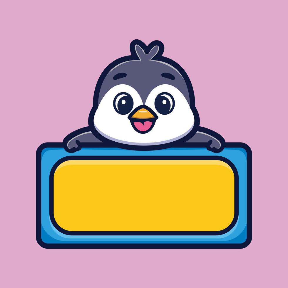 pingouin mignon avec vecteur premium de personnage de dessin animé de plateau vide