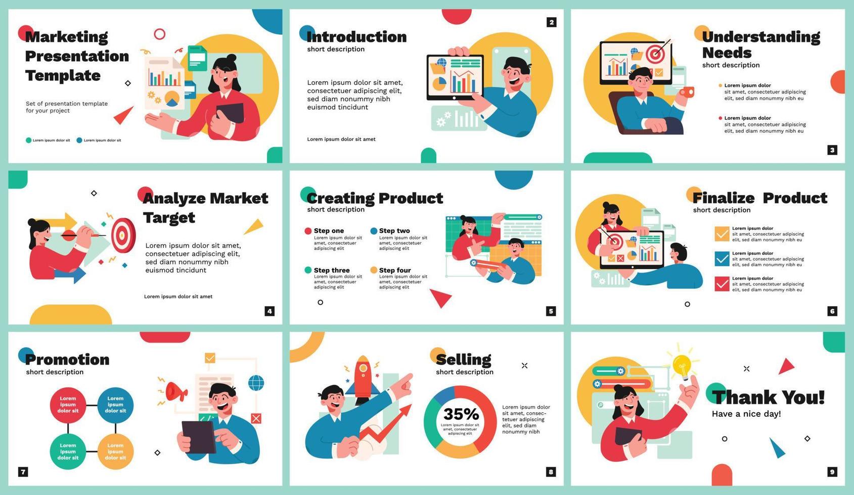 présentation et modèle d'arrière-plan de diapositive. modèle avec illustration de personnage de marketing numérique seo. utilisation dans la présentation, le dépliant et le dépliant, le rapport d'entreprise, le marketing, la publicité, le rapport annuel vecteur