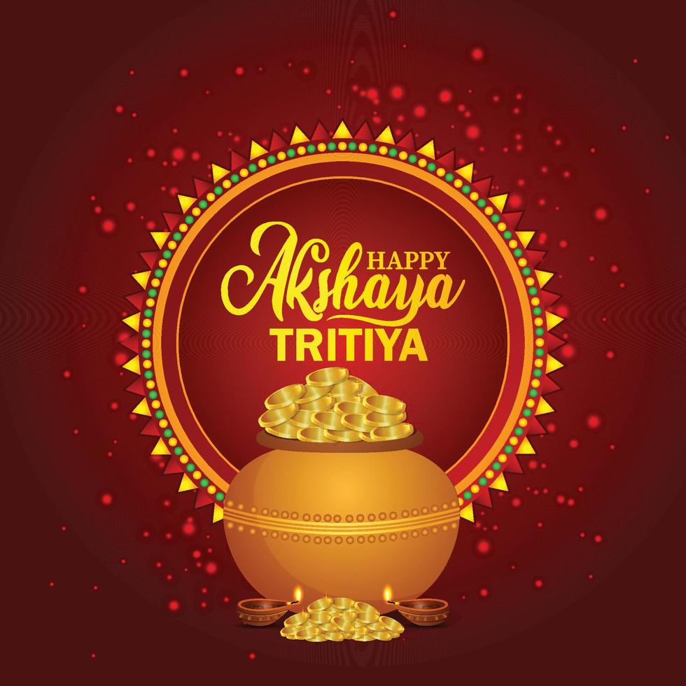 fond de célébration créative akshaya tritiya avec pot de pièces d'or vecteur