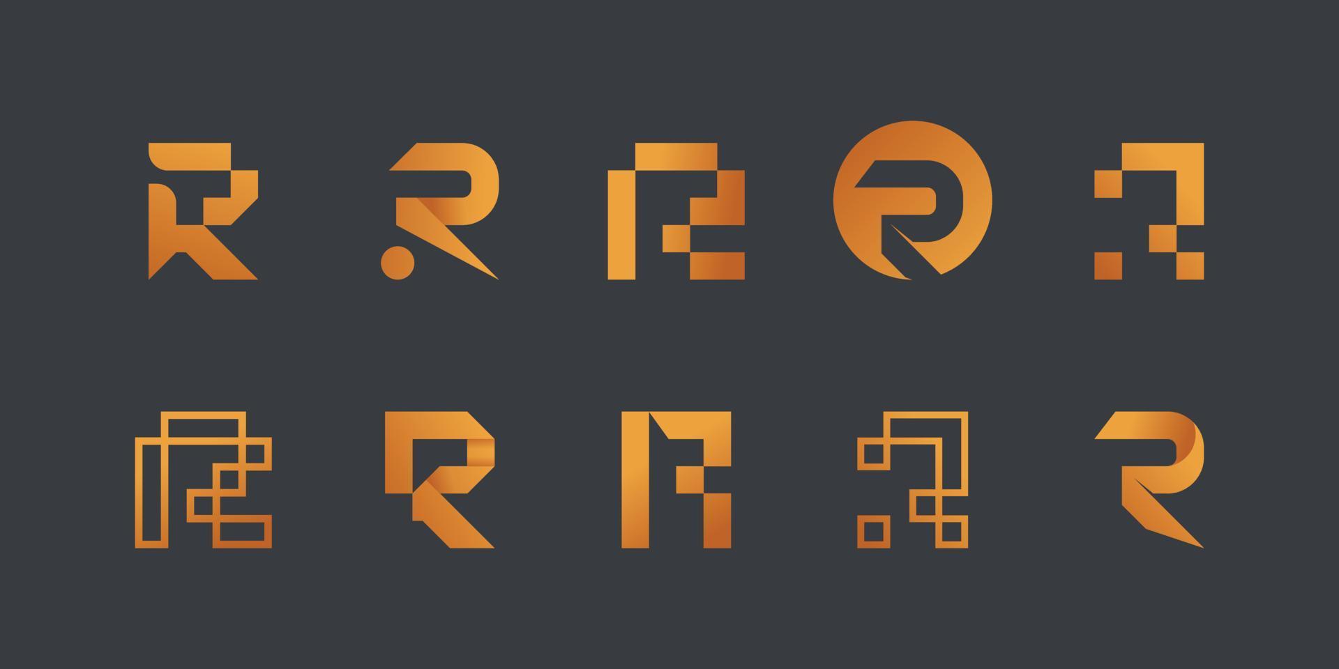 ensemble de modèle de conception de logo monogramme lettre initiale r. icônes pour le vecteur premium d'affaires