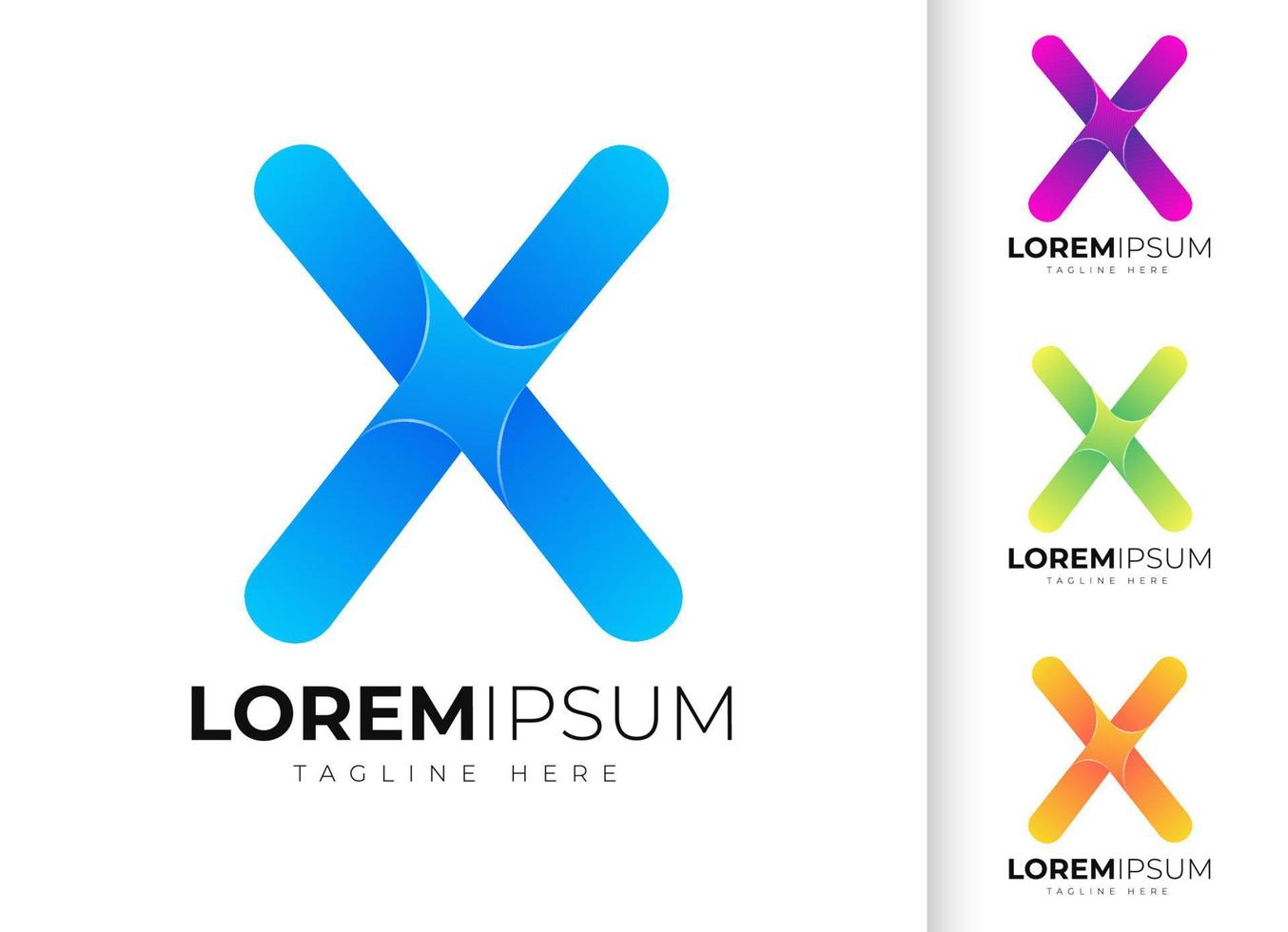 modèle de conception de logo lettre x. typographie x tendance créative moderne et dégradé coloré vecteur